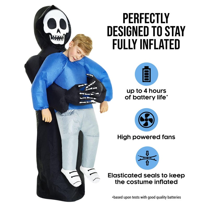 Morphsuits Morph Inflatable Grim Reaper Costume Kids, Blow Up Grim Reaper Costumes, Boys Halloween Costume, Halloween Costumes for Kids - Image 2